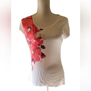 White New York & Company Floral Tee